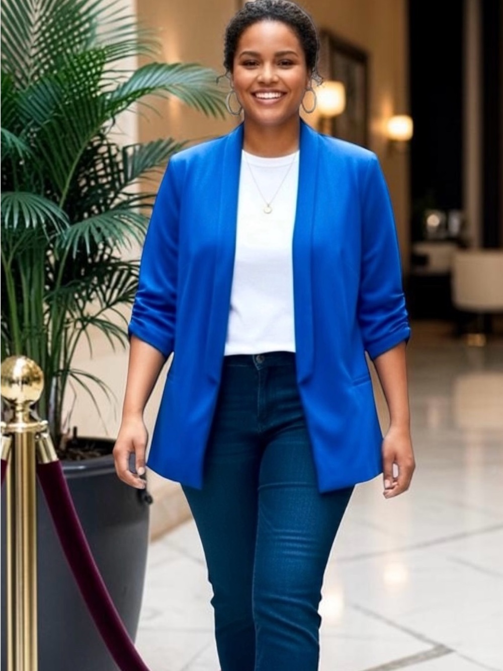 C By One Blue Open-Front Blazer Jacket, SZ 3X